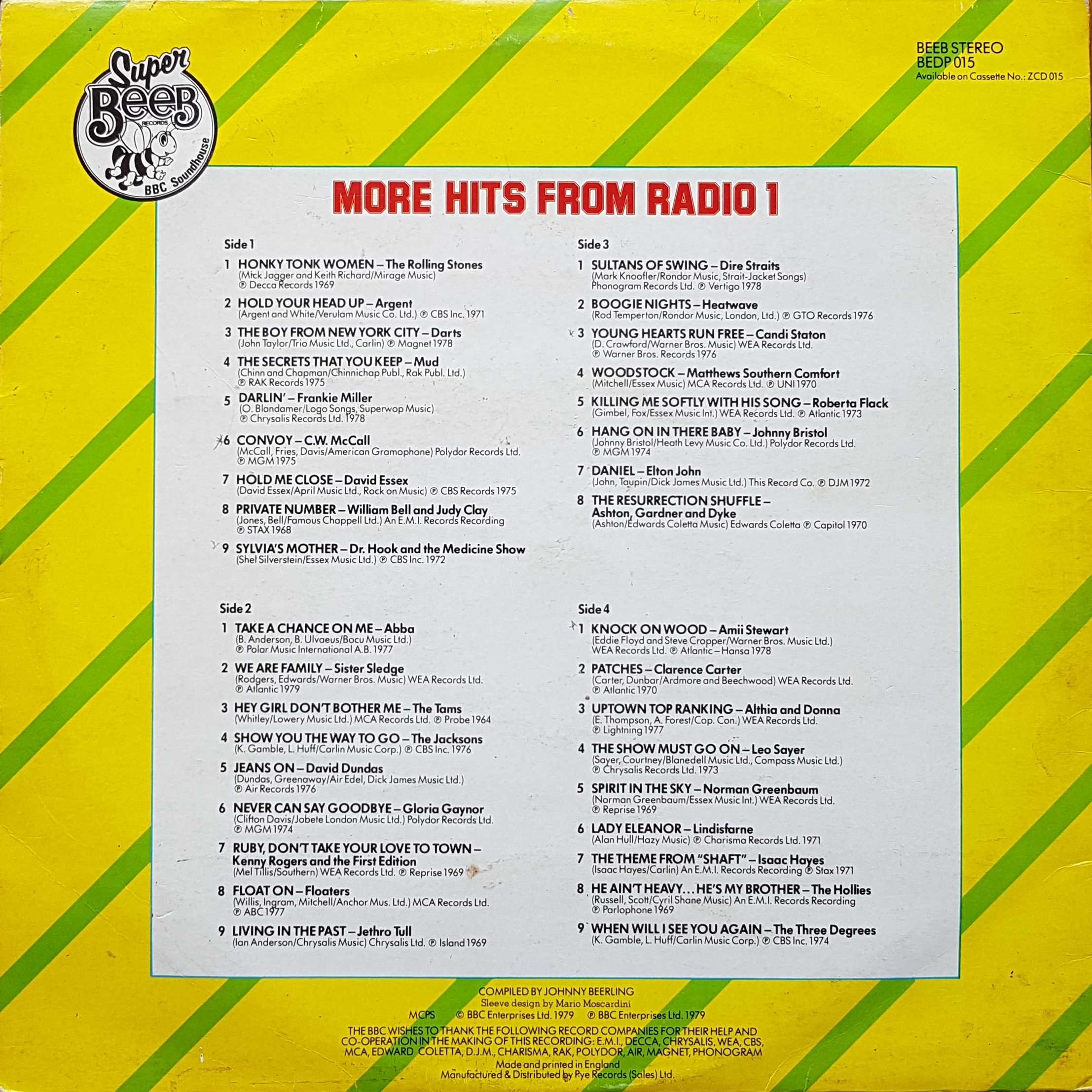 Picture of BEDP 015 More hits from Radio 1 by artist Various from the BBC records and Tapes library